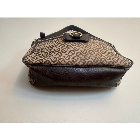 Etienne Aigner Monogram Shoulder Bag Brown Logo Handbag - Picture 2 of 10